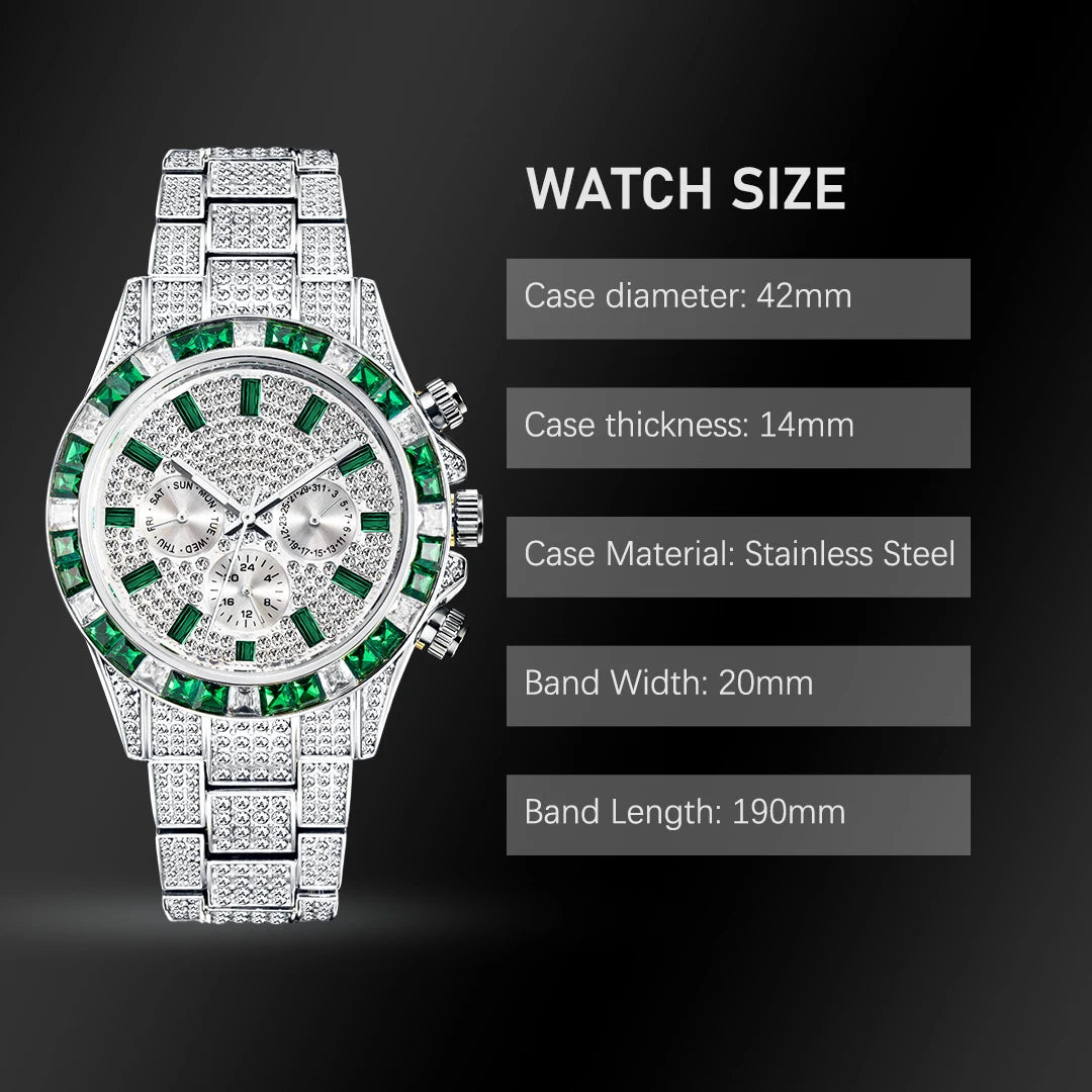 Green Diamond Watch For Men Brand Luxury.