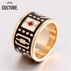 The New High-end Retro Classic Stainless Steel Ring Black Rings for Women Clothing jewelery Enamel Ring Wholesale