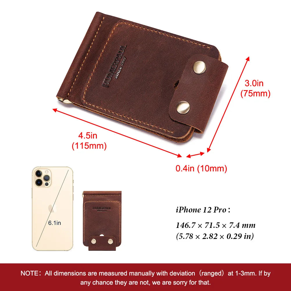 Vintage New Men Money Clip Wallet Genuine Leather Fashion Business Credit Card Money Holder Purse Male Clip Case Cuzdan Portfel