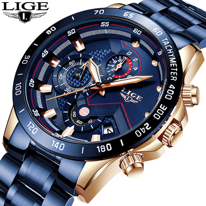 New Blue Fashion Business Mens Watches.