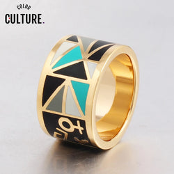 New Brand Exclusive Beautiful Egypt Avatar Color Ring for Women Costume Gilded  Metal Enamel Jewelry Creative Gift