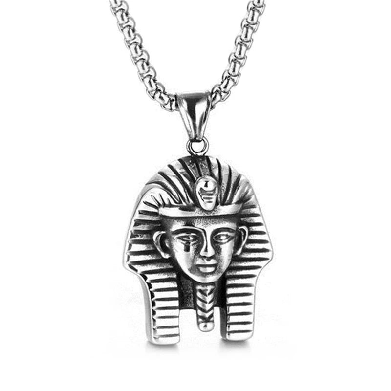 Men Hip Hop Egypt Pharaoh Sphinx Pendant With Stainless Steel Chain Head Pendant Necklaces Chain Punk Jewelry