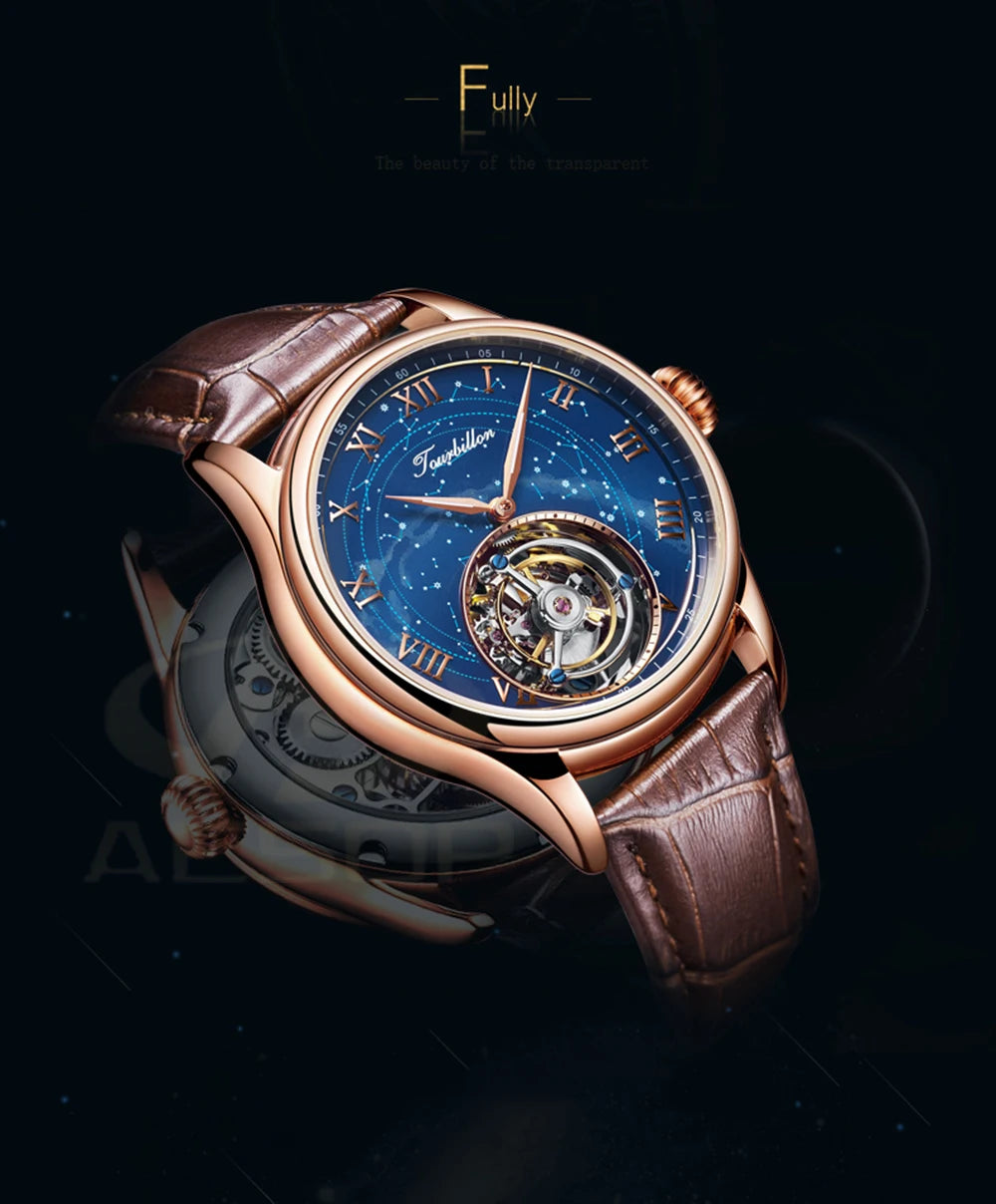 AESOP Real Tourbillon Watch For Men Quality Tourbillon Clock Men Sapphire Starry Sky  Mechanical Watch Relogio Masculino Invcta