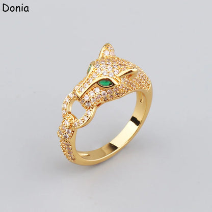 Donia jewelry fashion green eye leopard micro-inlaid AAA zircon bracelet set creative leopard ladies bracelet set