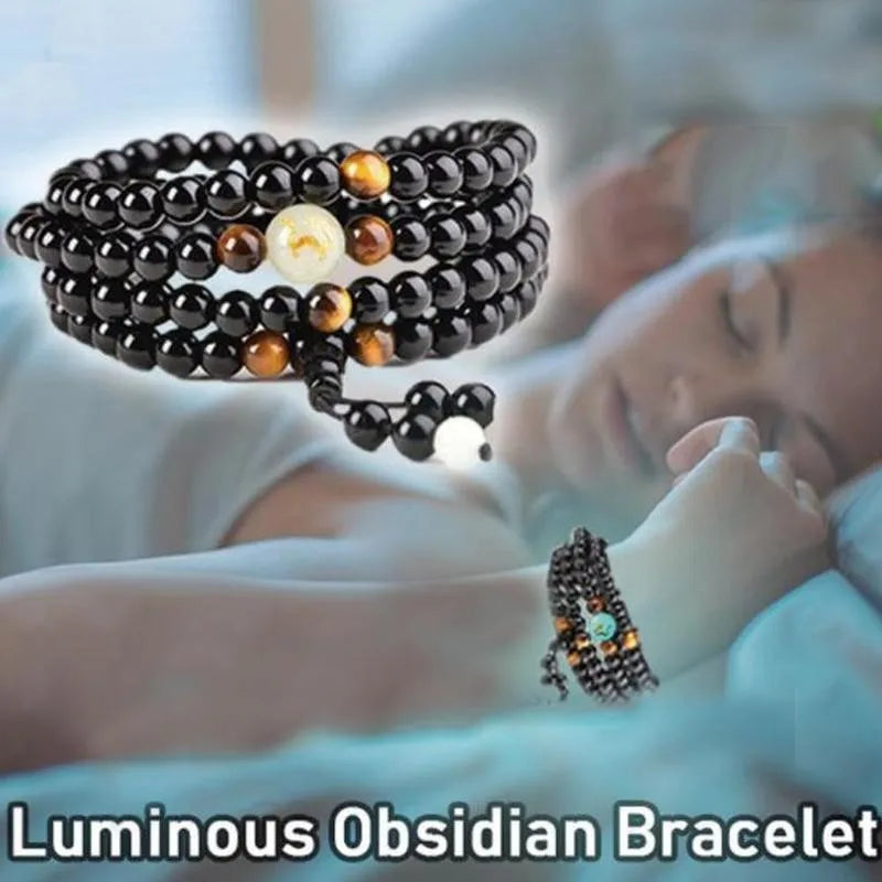 Luminous Dragon Mala Yoga Black Onyx Beads Charm Bracelet