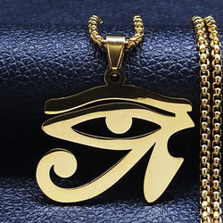 Stainless Steel Egyptian Eyes Chain Necklaces Men Statement Mythology Eye of Ra Horus Symbol Necklace Jewelry bijoux femme N4540