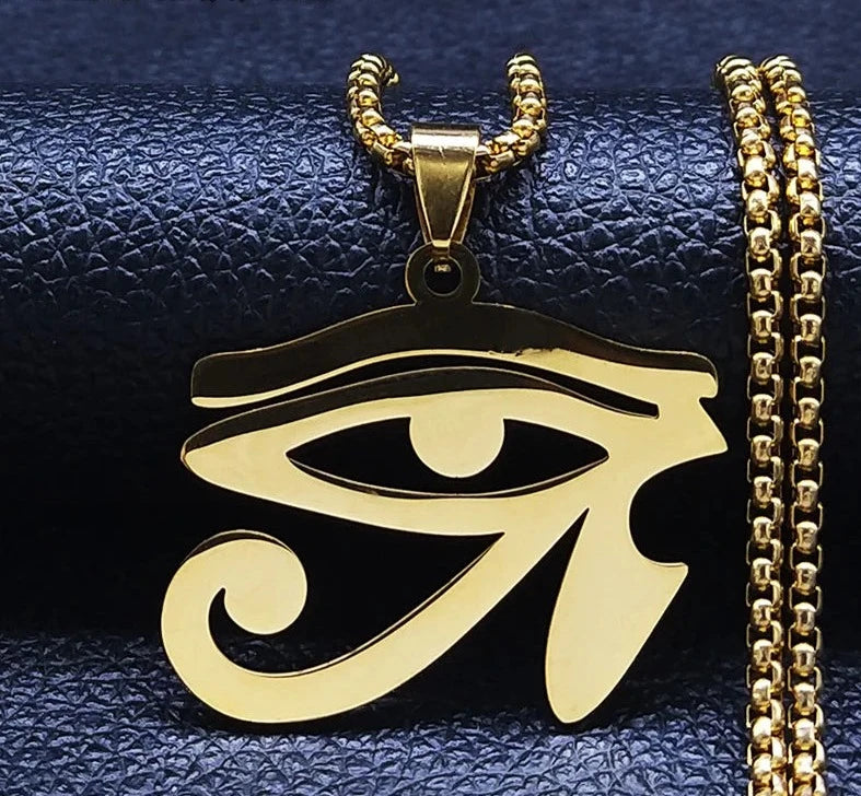 Stainless Steel Egyptian Eyes Chain Necklaces Men Statement Mythology Eye of Ra Horus Symbol Necklace Jewelry bijoux femme N4540