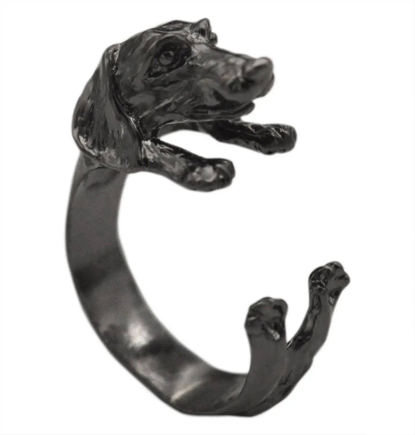 Dog Rings Antique Bronze Black Realistic