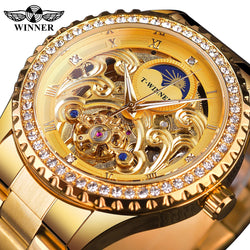 Winner Golden Moon Design Luxury Watches