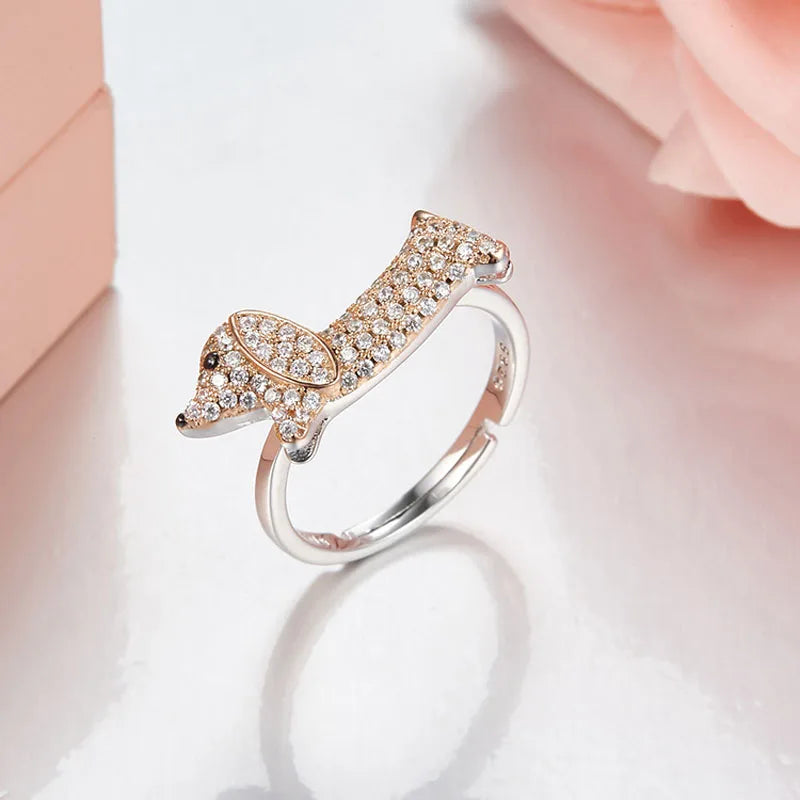 Fashion Real Silver Puppy Finger Ring.