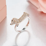 Fashion Real S925 Sterling Silver Dachshund Puppy Finger Ring.