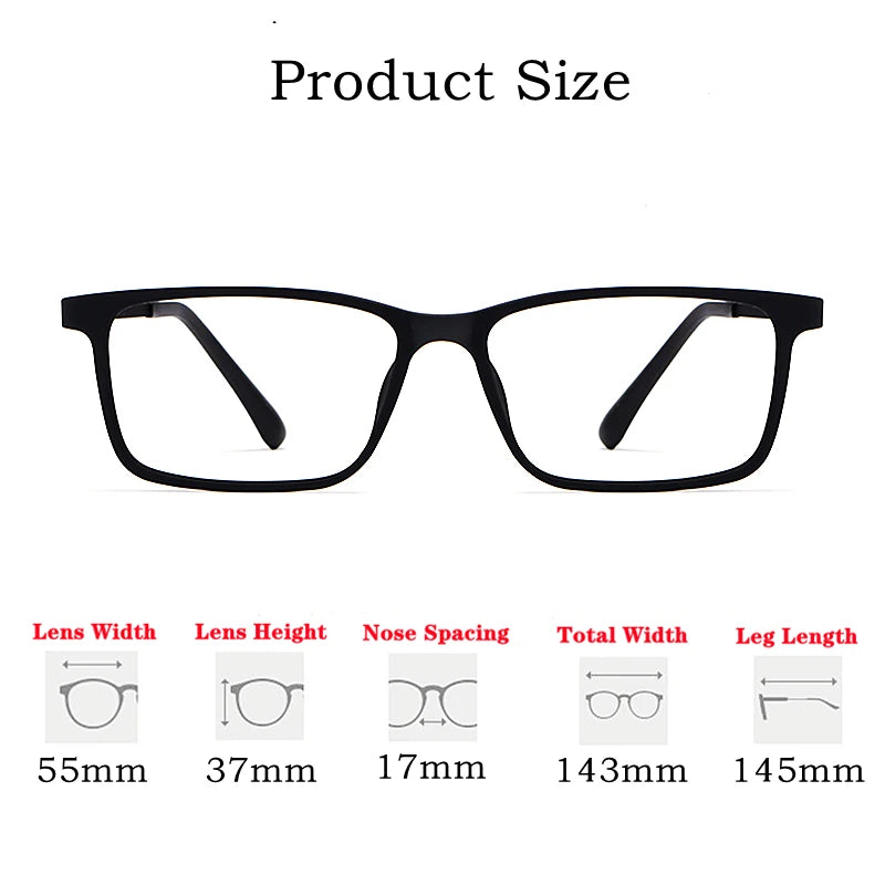 YIMARUILI Ultralight Super Flexible Temples Fashion Plastic Titanium Square Myopia Optical Prescription Glasses Frame Men HR8085