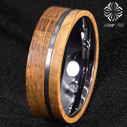 8mm Tungsten Ring with Whiskey Barrel Wood.