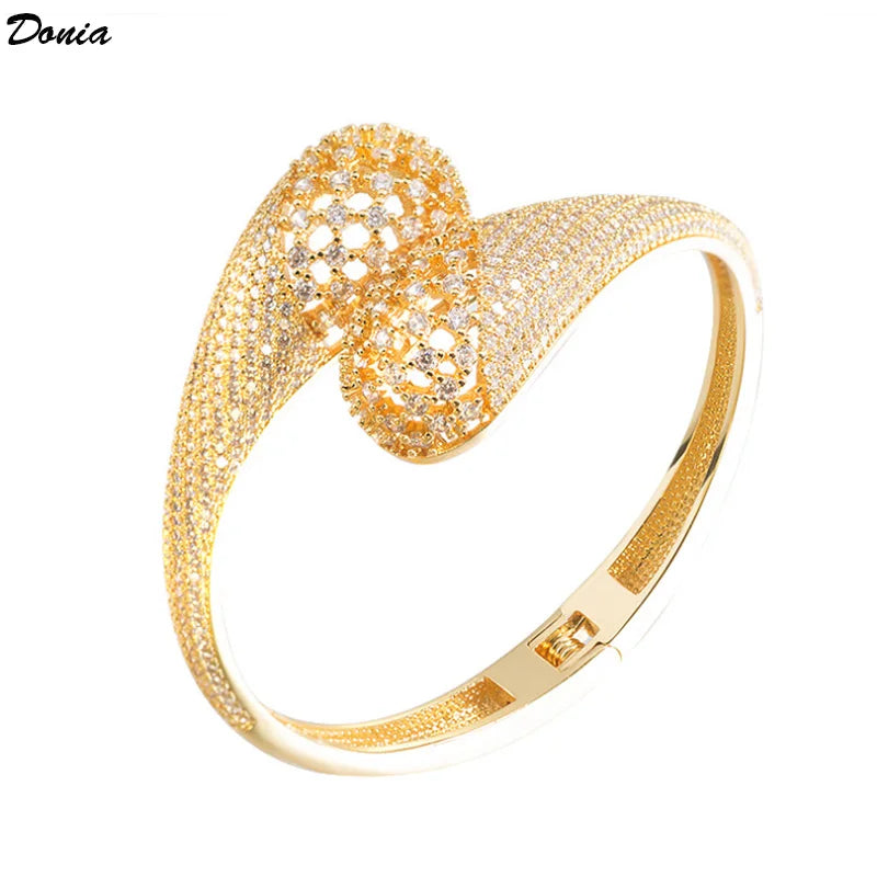 Donia Jewelry European and American fashion drop-shaped open bracelet hollow zircon luxury women&