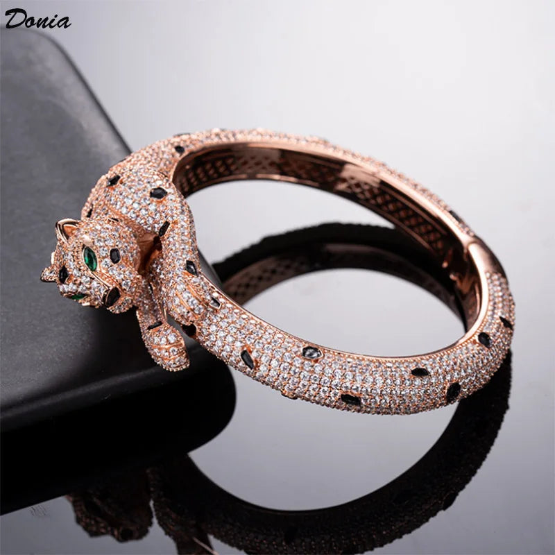 Donia Jewelry European and American new luxury leopard copper micro-inlaid AAA zircon bracelet fashion bracelet for men and wome