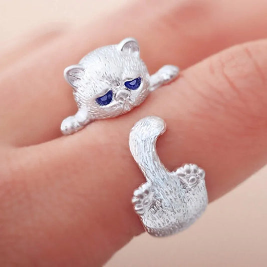 Ring for Men Women Japanese Style Cute Cat Ring.