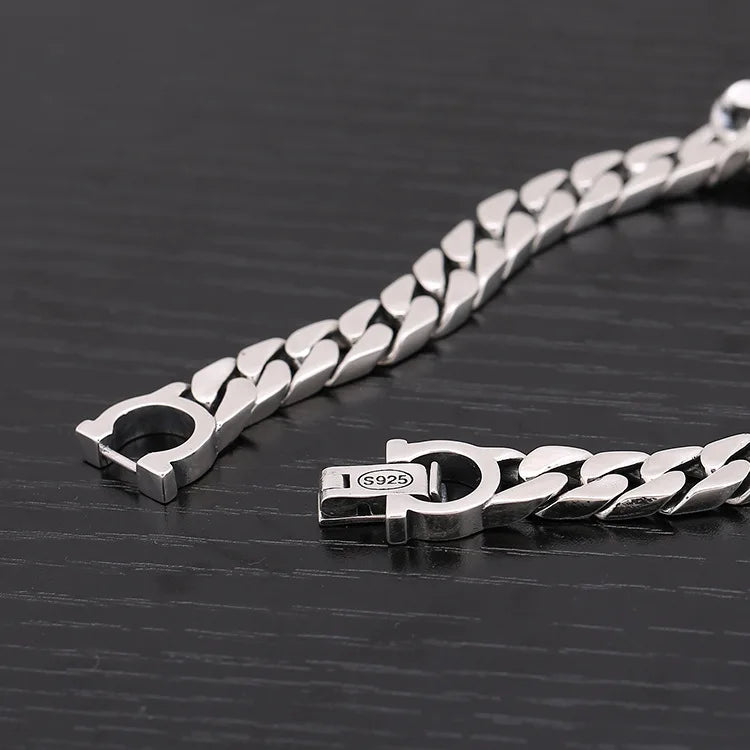 S925 pure silver Korean version of Thai silver men and women alphabet bracelets fashionable wild simple men bracelets