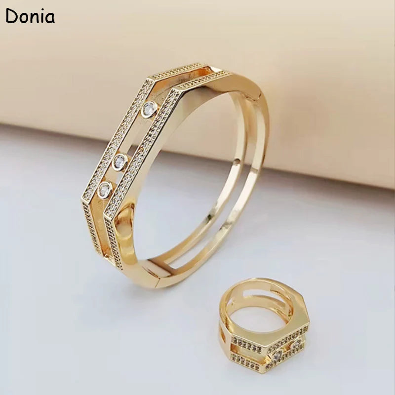 Donia jewelry fashion middle sliding micro-inlaid AAA zircon bracelet set creative opening ladies bracelet set