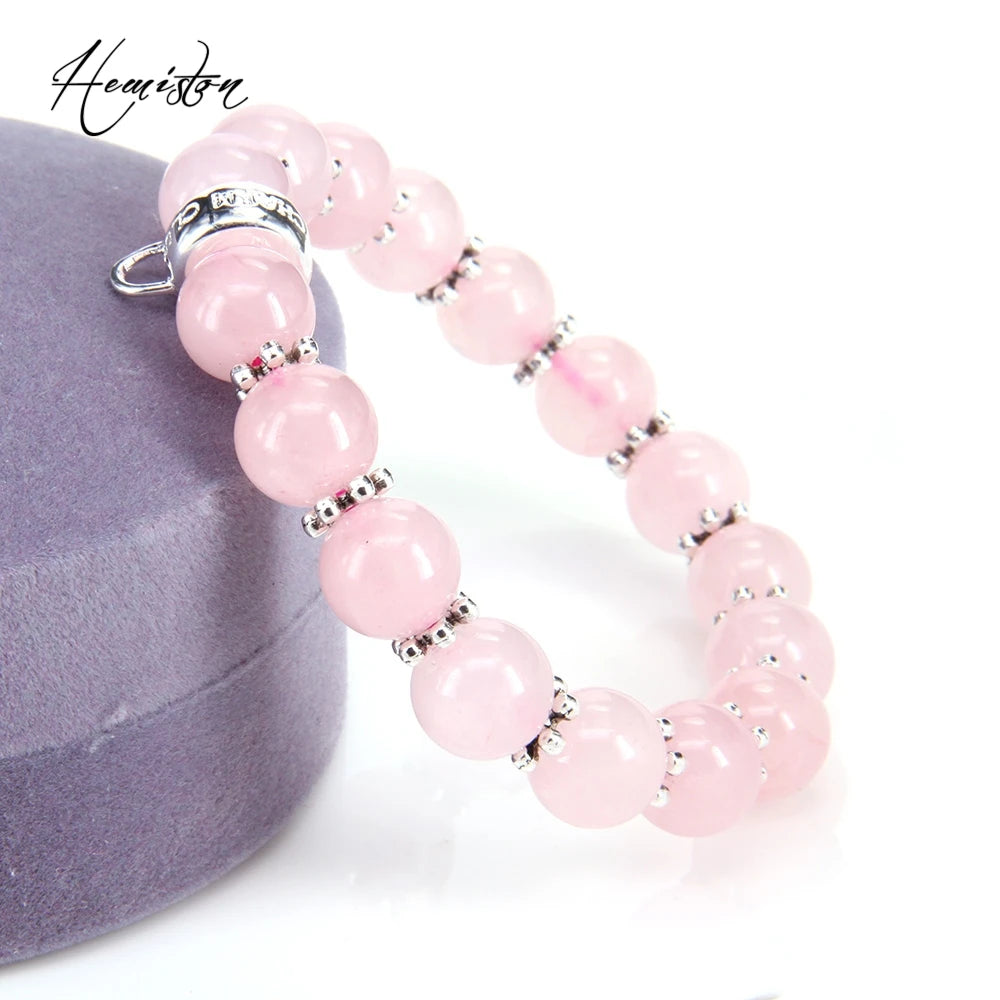 Rose Pink Quartz Bead, Bead Bracelet.