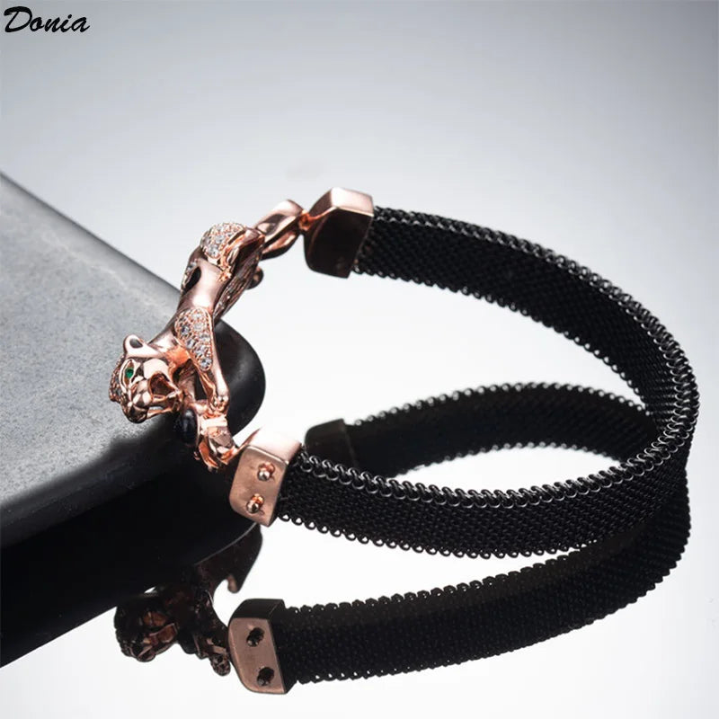 Donia Jewelry European and American luxury leopard bracelet copper micro-inlaid AAA zircon spring bracelet ladies jewelry gift