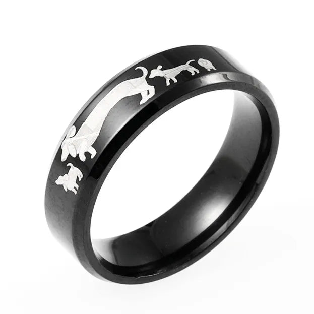 Titanium Dog Family Ring For unisex.