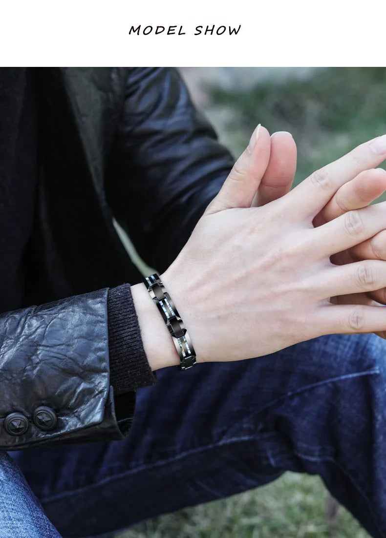 Black Ceramic Bracelets Scratch Magnetic Stone.