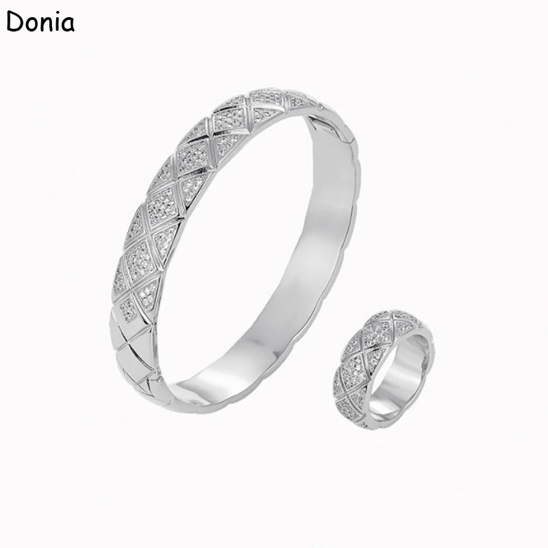 Donia jewelry fashion mesh micro-inlaid AAA zircon large bracelet set creative opening ladies bracelet set