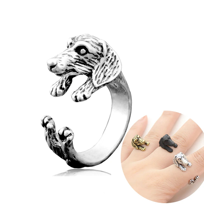 Retro Punk Dog Wedding Rings For Women