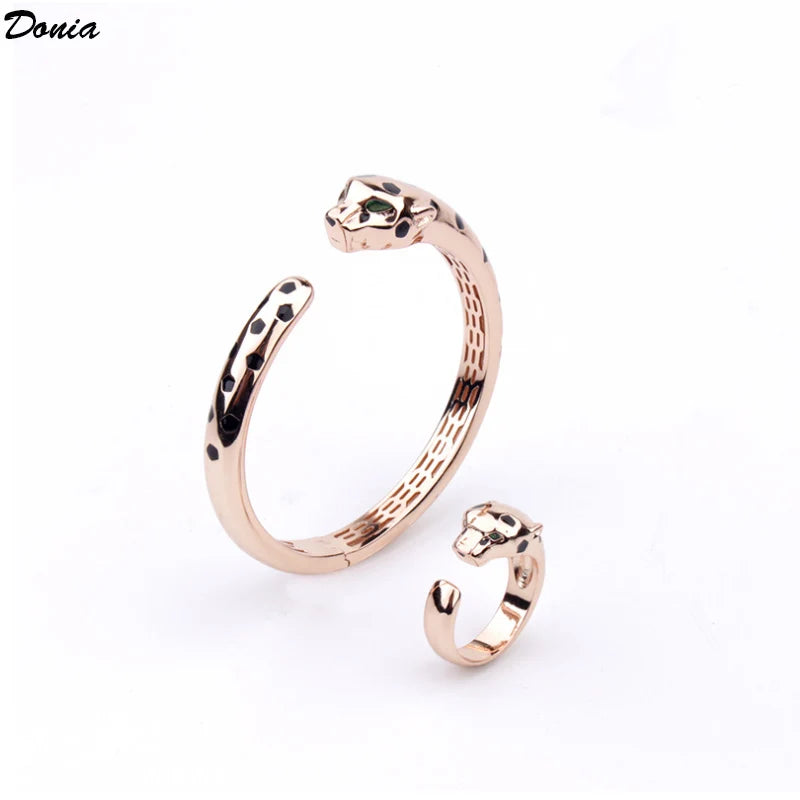 Donia Jewelry New Fashion enamel leopard bracelet European and American luxury ring luxury jewelry set for men and women