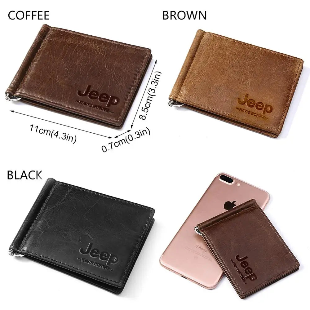 Famous Brand Men 100% Genuine Leather Bifold Male Purse.