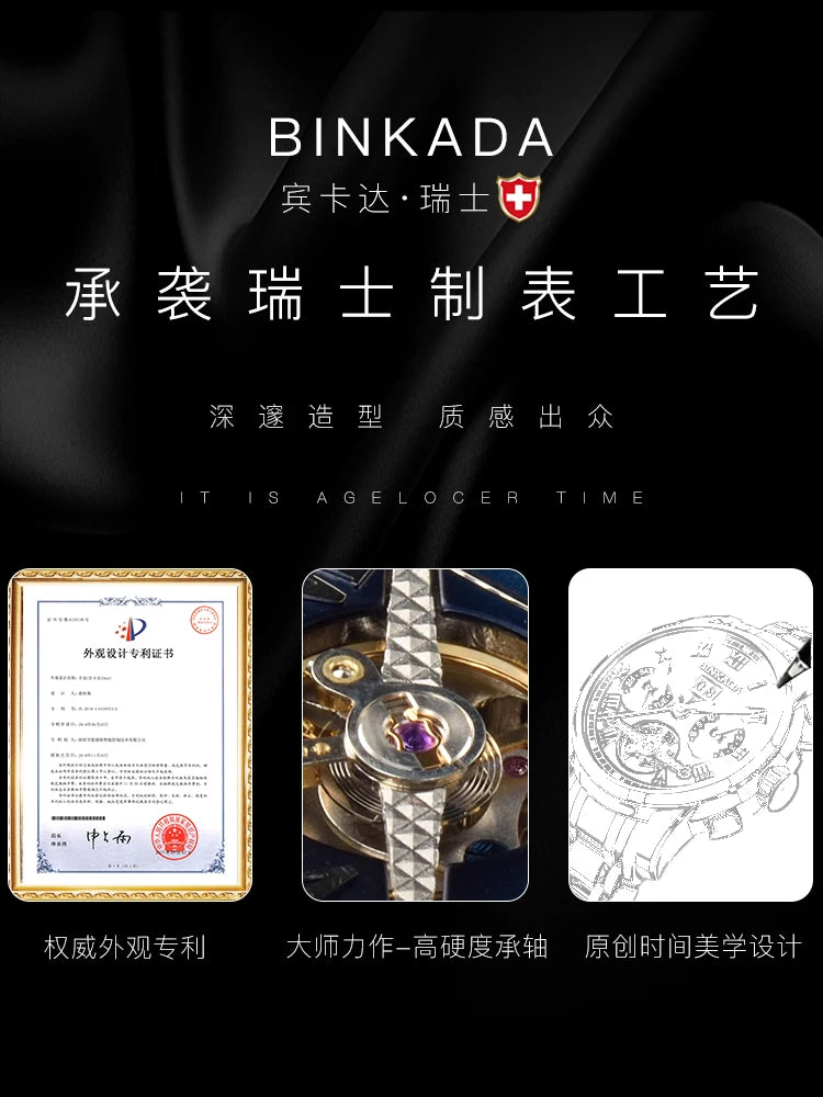 Binkada Genuine Men's Watch Mechanical Automatic.