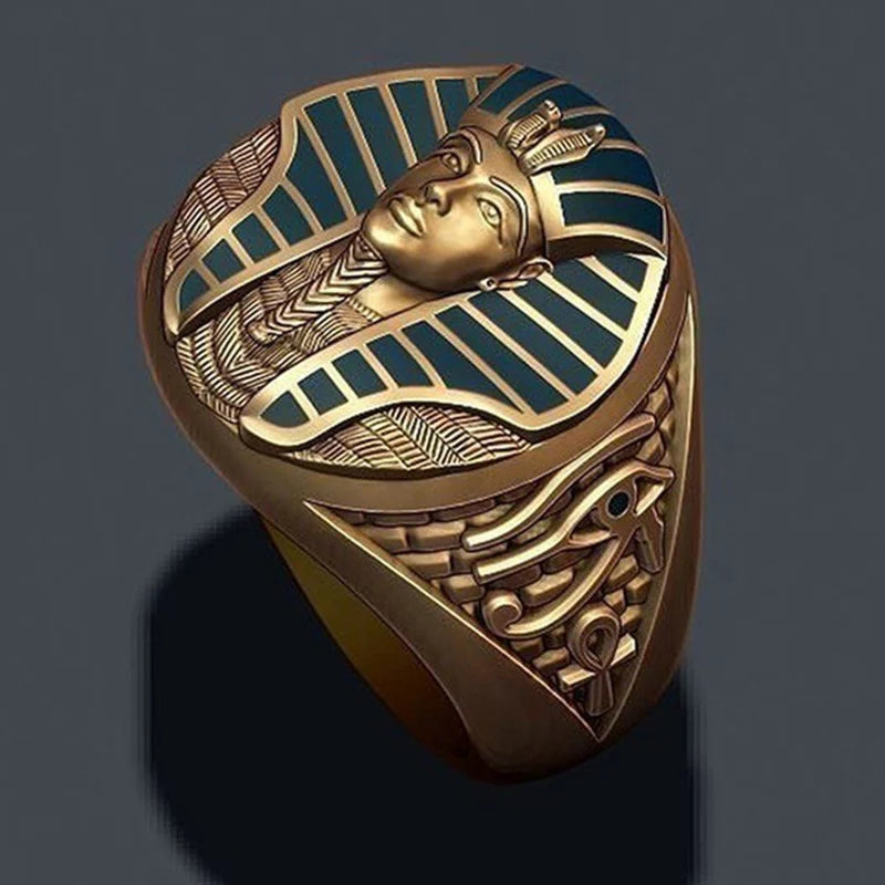 Bronze Egyptian Pharaoh Tutankhamun Men's Ring.