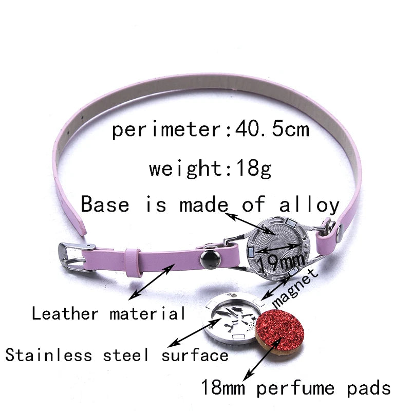 New Pink Aroma Diffuser Bracelet Aromatherapy Essential Oil Diffuser Locket Bracelets Adjustable Genuine Leather Bracelet