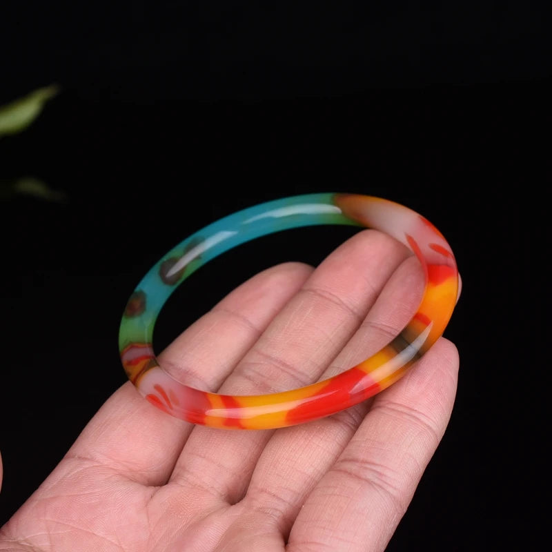 Genuine Natural Color Jade Bangle Bracelet.