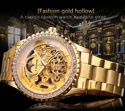 Winner Golden Moon Design Luxury Watches