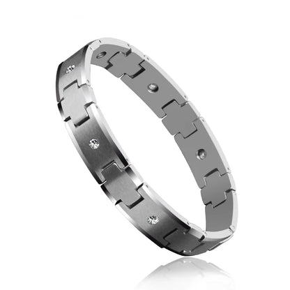 Tungsten Bracelet for Men Carbide Chain Jewelry Inlay CZ Stones 10mm Width 20 cm Length, Free Shipping, Customized