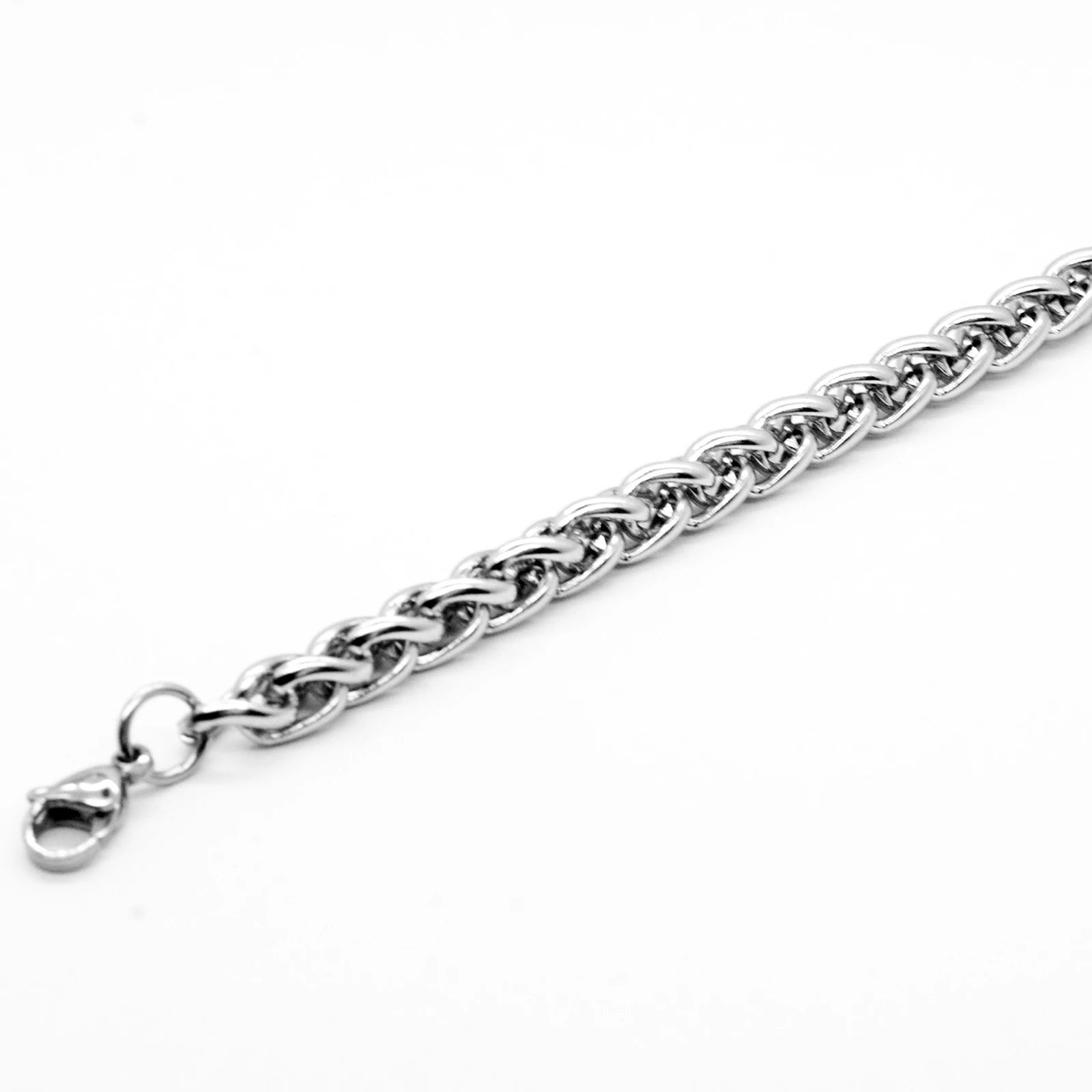 Bold stainless steel dragon link bracelet.