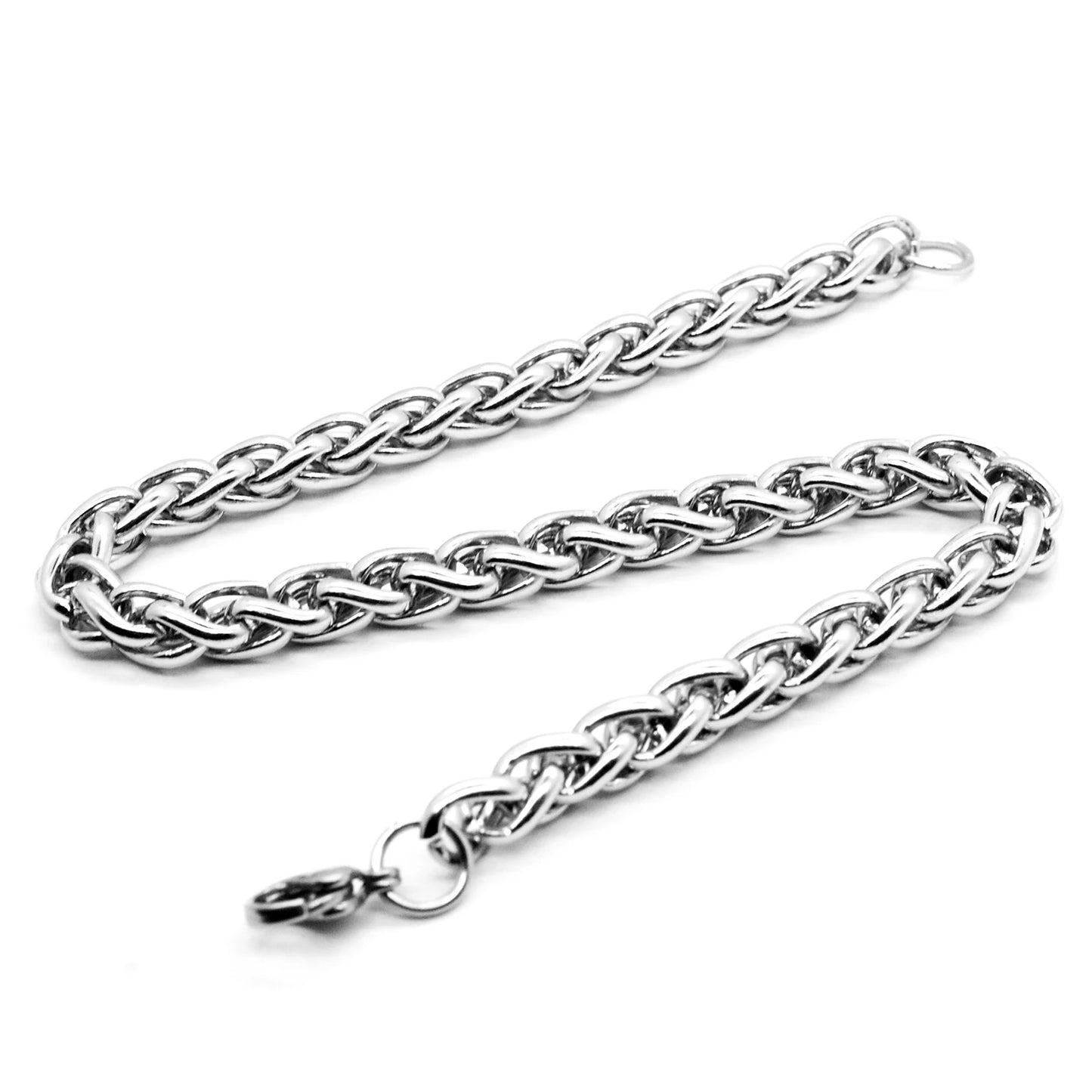 Bold stainless steel dragon link bracelet.