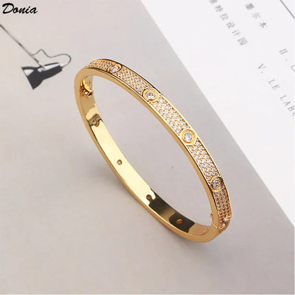 Donia Jewelry European and American Fashion All Over The Sky Titanium Steel Micro-Inlaid AAA Zircon Luxury Retro Bracelet