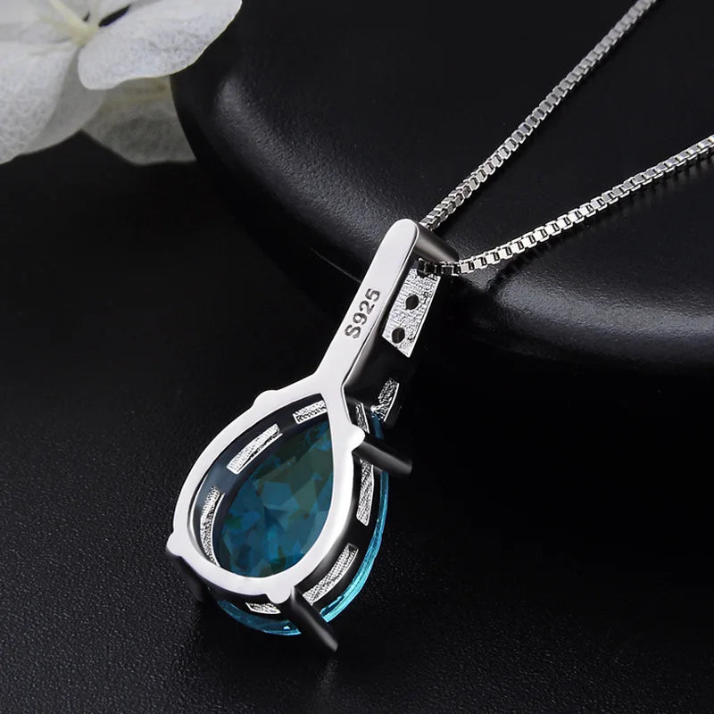 Pure Natural Blue Topaz Pendant 925 Sterling Silver Carat Necklace Colgantes Wedding Bizuteria pierscionki Pendant for women