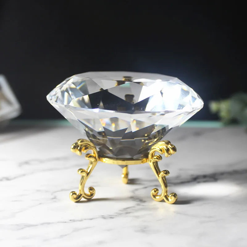 Clear Crystal Diamond with Base Shape Paperweight.