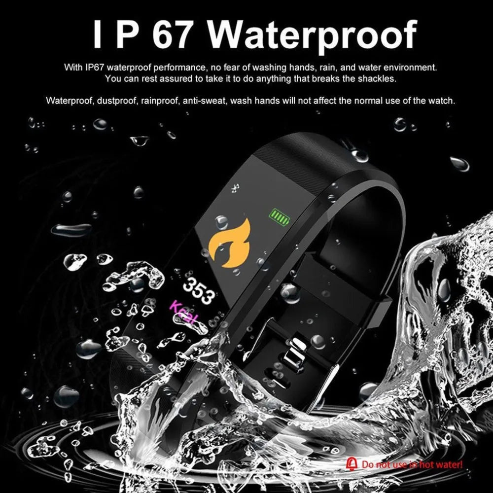 KLW Smart Watch 2021 Health Bracelet 115Plus  Strap Heart Rate Blood Pressure  Band 5 Fitness Tracker Bluetooth Wristband