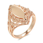 Kinel Hot Fashion Glossy Rings for Women 585 Rose Gold Unique Pattern Rhombus Rings Ethnic Bride Wedding Jewelry 2022 New