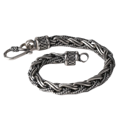 Hand-woven silver bracelet for men.