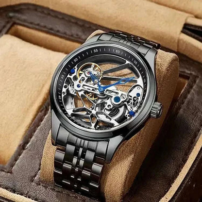 Hollow out Tourbillon Automatic MAN WATCH limited edition Mechanical Watches Fashion Belt and steel band Men&