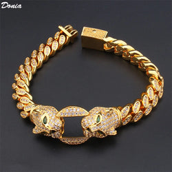 Donia Jewelry European and American fashion luxury two-headed leopard domineering bracelet copper AAA zircon creative bracelet