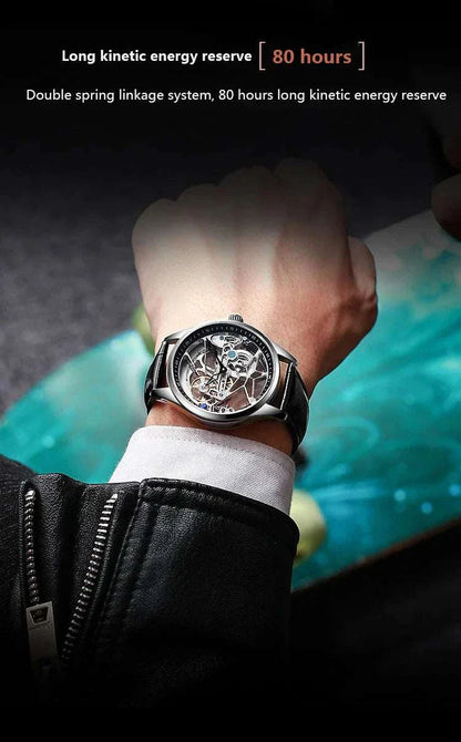 Hollow out Tourbillon Automatic MAN WATCH limited edition Mechanical Watches Fashion Belt and steel band Men&