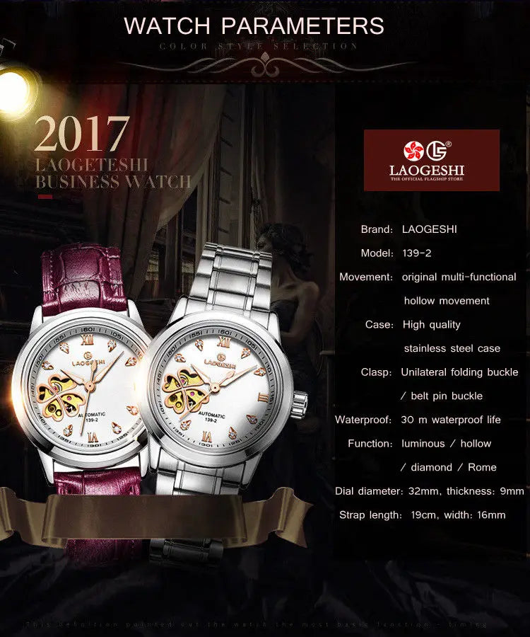 Automatic Mechanical Watches Diamond WristWatches Ladies.