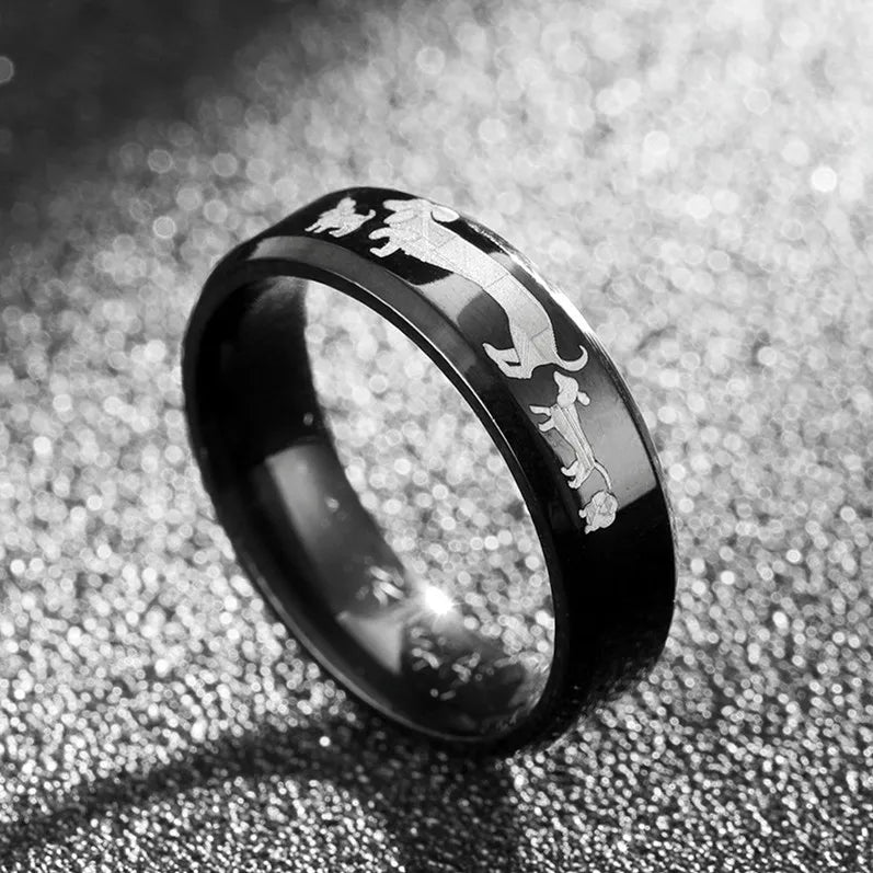 MOREDEAR 6mm Titanium Ring For Men amd Women Dachshund Dog Fmily Ring