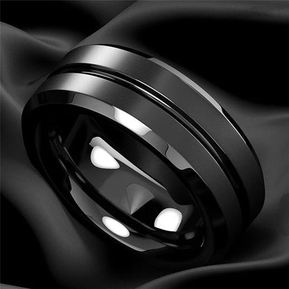 Fashion Men Black Stainless Steel Rings Wedding.